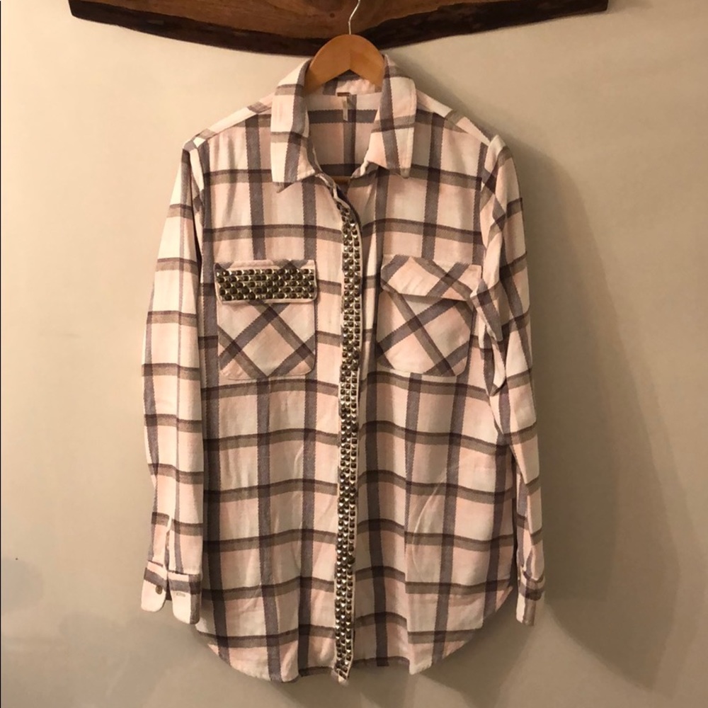 Free people Erin studded flannel shirt jacket - Picture 2 of 11